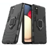 For Samsung Galaxy A02s(EU Edition) PC + TPU Shockproof Protective Case with Magnetic Ring Holder(Black)