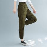 Plus Size Womens High Waist Loose Slim Cotton Casual Pants Harem Pants (Kleur: Green Size:XL)