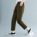 Plus Size Womens High Waist Loose Slim Cotton Casual Pants Harem Pants (Kleur: Green Size:XL)
