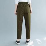 Plus Size Womens High Waist Loose Slim Cotton Casual Pants Harem Pants (Kleur: Green Size:XL)