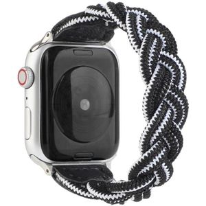 Elastic Woven Watchband For Apple Watch Series 6 & SE & 5 & 4 40mm / 3 & 2 & 1 38mm  Length:130mm(Black White)