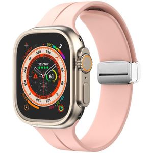 Magnetische vouwsluiting siliconen horlogeband voor Apple Watch Ultra 49 mm / serie 8 & 7 45 mm / SE 2 & 6 & SE & 5 & 4 44 mm / 3 & 2 & 1 42 mm