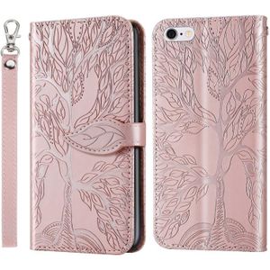 Life of Tree Embossing Pattern Horizontal Flip Leather Case with Holder & Card Slot & Wallet & Photo Frame & Lanyard For iPhone 6 & 6s(Rose Gold)