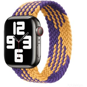 Nylon Single-turn gevlochten horlogeband voor Apple Watch Ultra 49 mm / serie 8&7 45 mm / SE 2&6&SE&5&4 44 mm / 3&2&1 42 mm  lengte: 165 mm (paars+oranje)