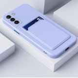 Voor Samsung Galaxy S21 FE 5G Huid For Card Contrast Color Button TPU Telefoonhoes (Paars)