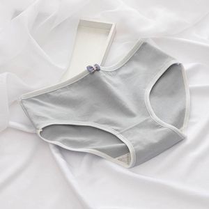 6 PCS Bowknot Morandi Simple Girly Cotton Panties (Color:Gray Blue Size:XL)