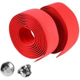 1 Pair TOSEEK New Cycling Road Bike Sports Bicycle Cork Handlebar Tape Wrap + 2 Bar Plug(Red)