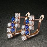 1 Pair Of 18 k Gold Irregular Geometrical Sterling Silver Crystal Stud Earring For Women  21*9 mm(Blue)