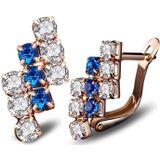 1 Pair Of 18 k Gold Irregular Geometrical Sterling Silver Crystal Stud Earring For Women  21*9 mm(Blue)