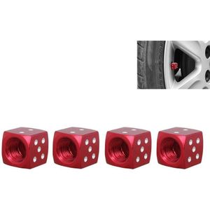Universele 8mm dobbelstenen stijl aluminiumlegering auto Tire Valve Caps  Pack van 4(Red)