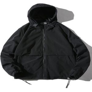 Hooded Youth Windproof Casual Trend Simple Jacket for Men (Color:Black Size:L)