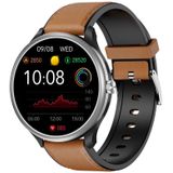 M3 1 28 inch TFT kleurscherm Smart horloge  ondersteuning Bluetooth -oproep/lichaamstemperatuurbewaking  stijl: koffieleerriem