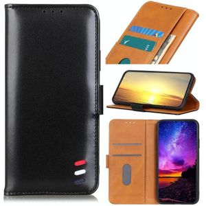 For Samsung Galaxy S21 FE 3-Color Pearl Texture Magnetic Buckle Horizontal Flip PU Leather Case with Card Slots & Wallet & Holder(Black)