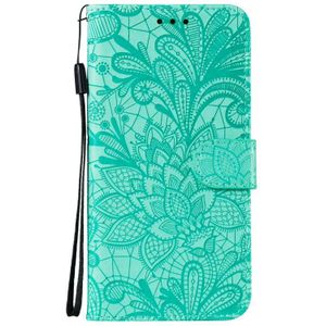 For Motorola Moto E (2020) / Moto E7 Lace Flower Horizontal Flip Leather Case with Holder & Card Slots & Wallet & Photo Frame(Green)