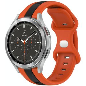 Voor Samsung Galaxy Watch 4 Classic 46 mm 20 mm vlindergesp tweekleurige siliconen horlogeband (oranje + zwart)