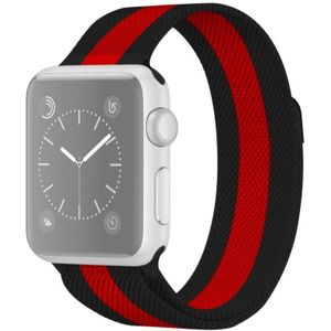 For Apple Watch Series 6 & SE & 5 & 4 40mm / 3 & 2 & 1 38mm Milanese Loop Magnetic Stainless Steel Watchband(Black Red)