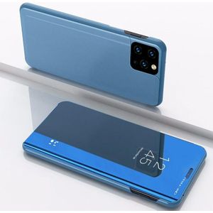 For Xiaomi Mi 11 Pro Plated Mirror Horizontal Flip Leather Case with Holder(Blue)