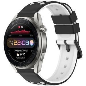 Voor Huawei Watch 3 Pro Nieuwe 22 mm tweekleurige poreuze siliconen horlogeband (zwart + wit)