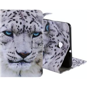 For Galaxy Tab A 8.0 (2018) T387 Colored Drawing Pattern Horizontal Flip PU Leather Case with Holder & Card Slots & Wallet(White Panther)