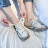 Vrouwen kleur-blokkeren semi-slipper canvas schoenen ademende casual luie schoenen  maat: 37 (beige)