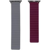 Silicone Magnetic Replacement Strap Watchband For Apple Watch Series 6 & SE & 5 & 4 40mm / 3 & 2 & 1 38mm(Grey+Wine Red)