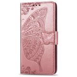 For Galaxy A42 5G Butterfly Love Flower Embossed Horizontal Flip Leather Case with Bracket / Card Slot / Wallet / Lanyard(Rose Gold)