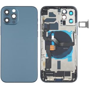 Battery Back Cover Assembly (with Side Keys & Loud Speaker & Motor & Camera Lens & Card Tray & Power Button + Volume Button + Charging Port & Wireless Charging Module) for iPhone 12 Pro(Blue)