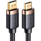 USAMS US-SJ530 U74 DP to HDMI 4K Glossy Aluminum Alloy HD Audio and Video Cable  Cable Length: 2m(Black)