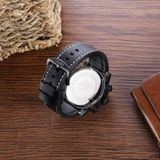 CAGARNY 6829 Life Waterproof Round Dial Alloy Case Fashion Men Quartz Watch with PU Leather Band(Dark Blue + Black)