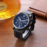 CAGARNY 6829 Life Waterproof Round Dial Alloy Case Fashion Men Quartz Watch with PU Leather Band(Dark Blue + Black)