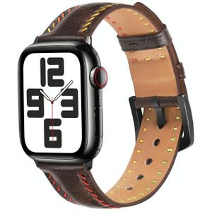 Voor Apple Watch Series 5 40 mm kleurrijke naaigaren lederen horlogeband