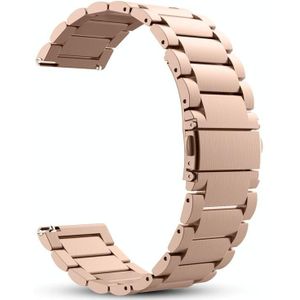 20mm Three Flat Buckle Stainless Steel Replacement Watchband for Samsung Galaxy Watch Active 2 / Amazfit GTS 2(Rose Gold)