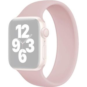 Voor Apple Watch Series 7 45 mm / 6 & SE & 5 & 4 44mm / 3 & 2 & 1 42mm Solid Color Elastische Siliconen Vervanging Polsriem Horlogeband  Afmeting: S 130mm (Grijs Roze)