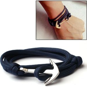 Alloy Anchor Charm Multilayer Leather Friendship Bracelets (Navy Blue)