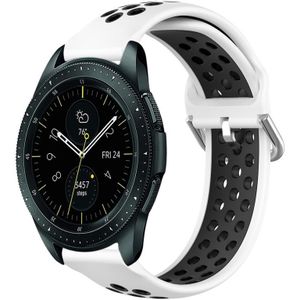Voor Samsung Galaxy Watch 42 mm 20 mm geperforeerde ademende sport siliconen horlogeband (wit + zwart)