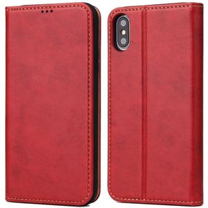 Horizontal Flip PU Leather Case for iPhone XS Max  with Holder & Card Slots & Wallet(Red)