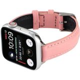 14 mm slanke lederen band horlogeband voor Apple Watch Series 6 & SE & 5 & 4 40mm / 3 & 2 & 1 38mm (Pink)