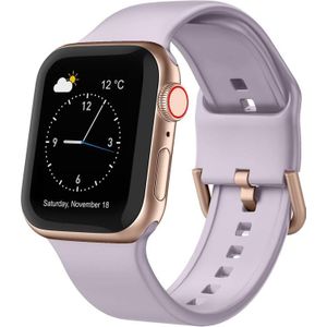 Voor Apple Watch 5 44 mm siliconen horlogeband met pingesp (baby paars)