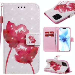 3D Painting Horizontal Flip Leather Case with Holder & Card Slot & Lanyard For iPhone 12 / 12 Pro(Red Rose)