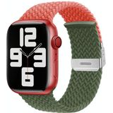 Nylon gevlochten stiksels gesp horlogeband voor Apple Watch-serie 8 & 7 41 mm / SE 2 & 6 & SE & 5 & 4 40 mm / 3 & 2 & 1 38 mm (oranje olijfgroen)