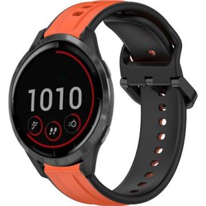 Voor Garmin Vivoactive4 22 mm bolle lus tweekleurige siliconen horlogeband (oranje + zwart)
