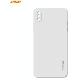 ENKAY ENK-PC071 Hat-Prince Liquid Silicone Straight Edge Shockproof Protective Case For iPhone XS / X(White)