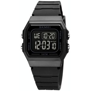 SKMEI 1683 Dual Time LED Digital Display Luminous Silicone Strap Electronic Watch(Black)