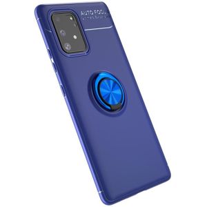 For Galaxy A91 Metal Ring Holder 360 Degree Rotating TPU Case(Blue+Blue)
