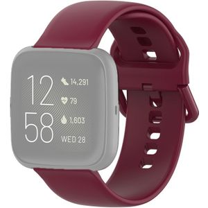 18mm Color Buckle Silicone Wrist Strap Watch Band for Fitbit Versa 2 / Versa / Versa Lite / Blaze(Wine Red)