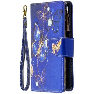 For Samsung Galaxy S20 FE 5G / S20 Lite Colored Drawing Pattern Zipper Horizontal Flip Leather Case with Holder & Card Slots & Wallet(Purple Butterflies)