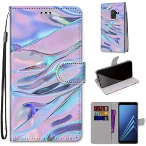 For Samsung Galaxy A8 2018 Coloured Drawing Cross Texture Horizontal Flip PU Leather Case with Holder & Card Slots & Wallet & Lanyard(Fluorescent Water Pattern)