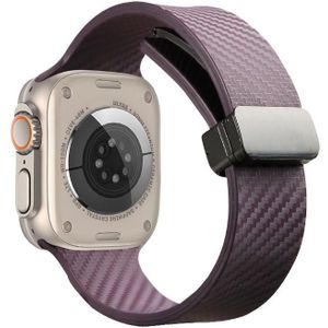 Voor Apple Watch Ultra 49 mm koolstofvezelpatroon magnetische gesp siliconen horlogeband