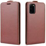 For Samsung Galaxy S20 FE 4G/5G R64 Texture Single Vertical Flip Leather Protective Case with Card Slots & Photo Frame(Brown)