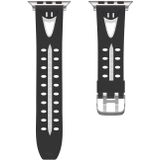 For Apple Watch Series 3 & 2 & 1 38mm Fashion Smiling Face Pattern Silicone Watch Strap (Black+White)